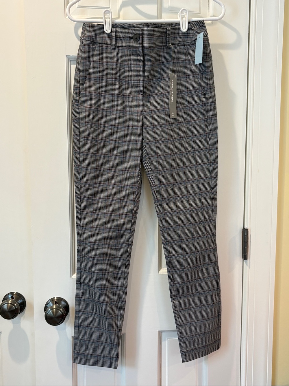 LOFT Women’s High Waist Skinny Gray Plaid Dress Pants